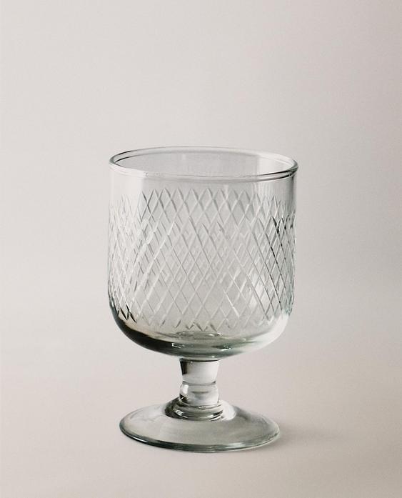 TAÇA DE VIDRO LAPIDADA