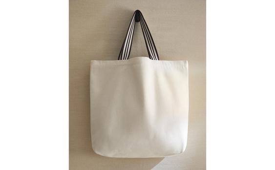 REVERSIBLE STRIPED FABRIC TOTE BAG
