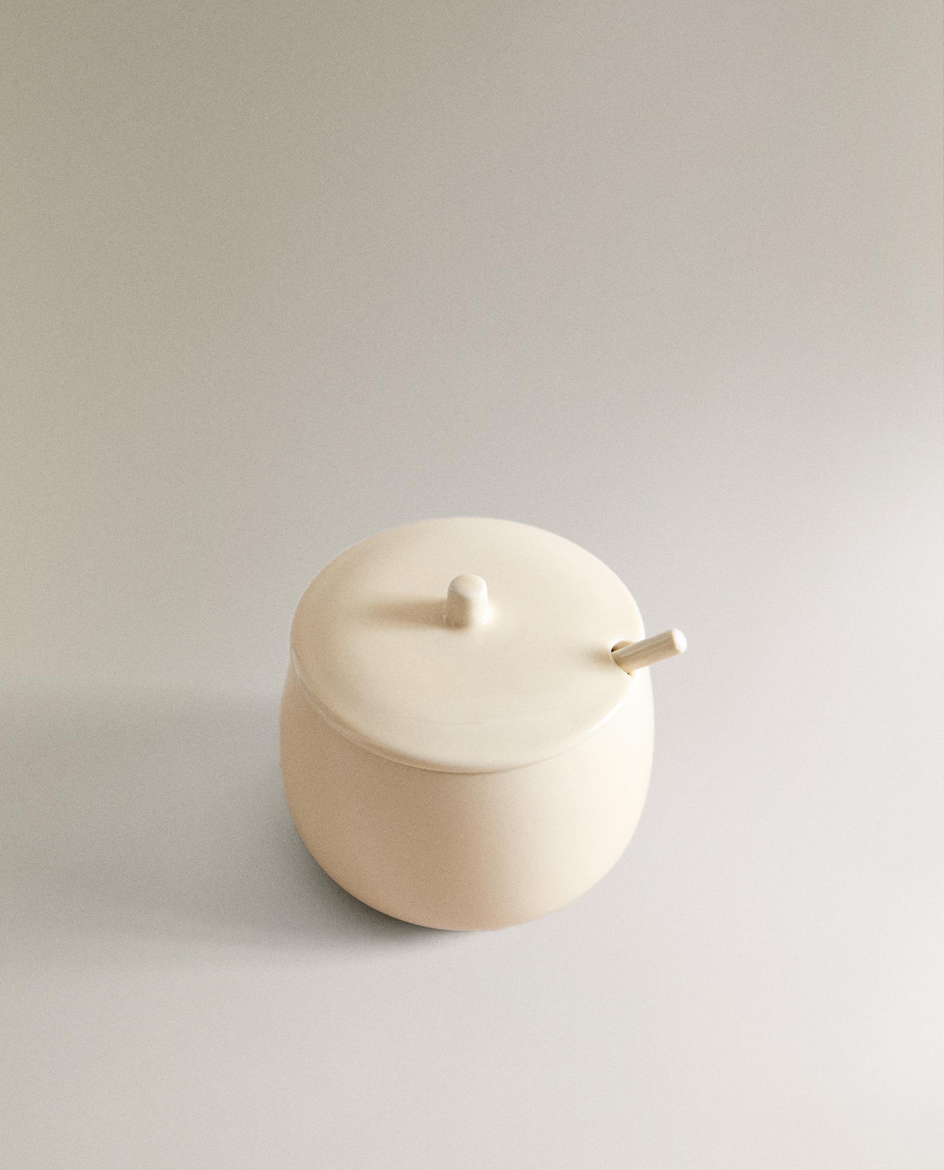 PLAIN STONEWARE SUGAR BOWL WITH SPOON product thumbnail 17