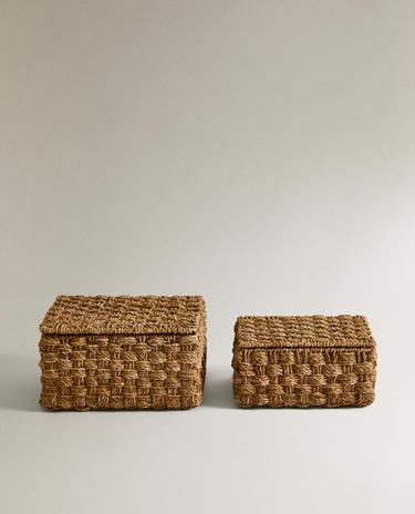 RECTANGULAR SEAGRASS BASKET WITH LID RECTANGULAR SEAGRASS BASKET WITH LID