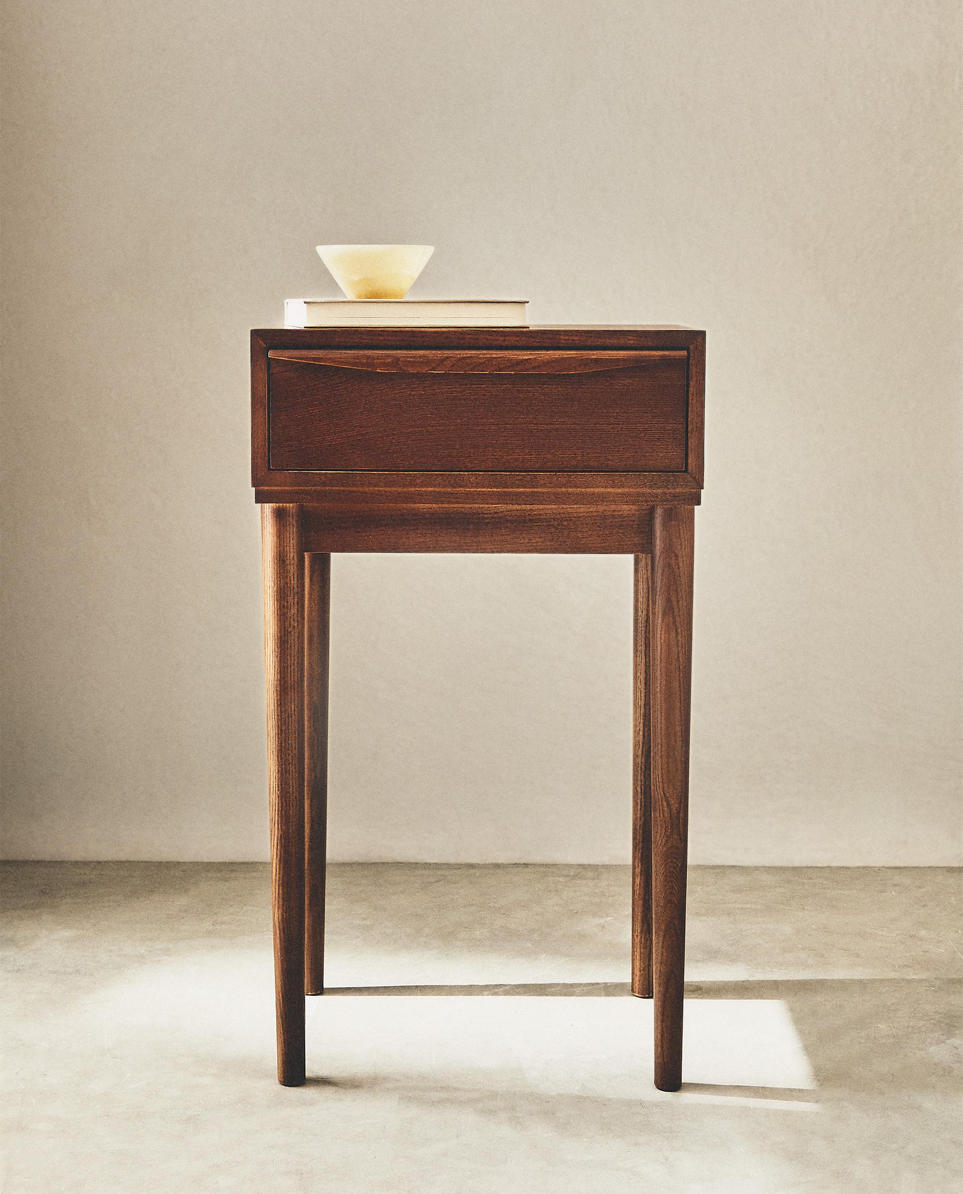 Ash Wood Nightstand with Drawer - Stylish & Functional