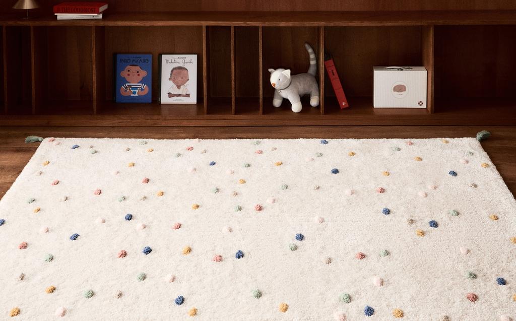 KIDS' MULTICOLOURED POLKA DOT COTTON RUG