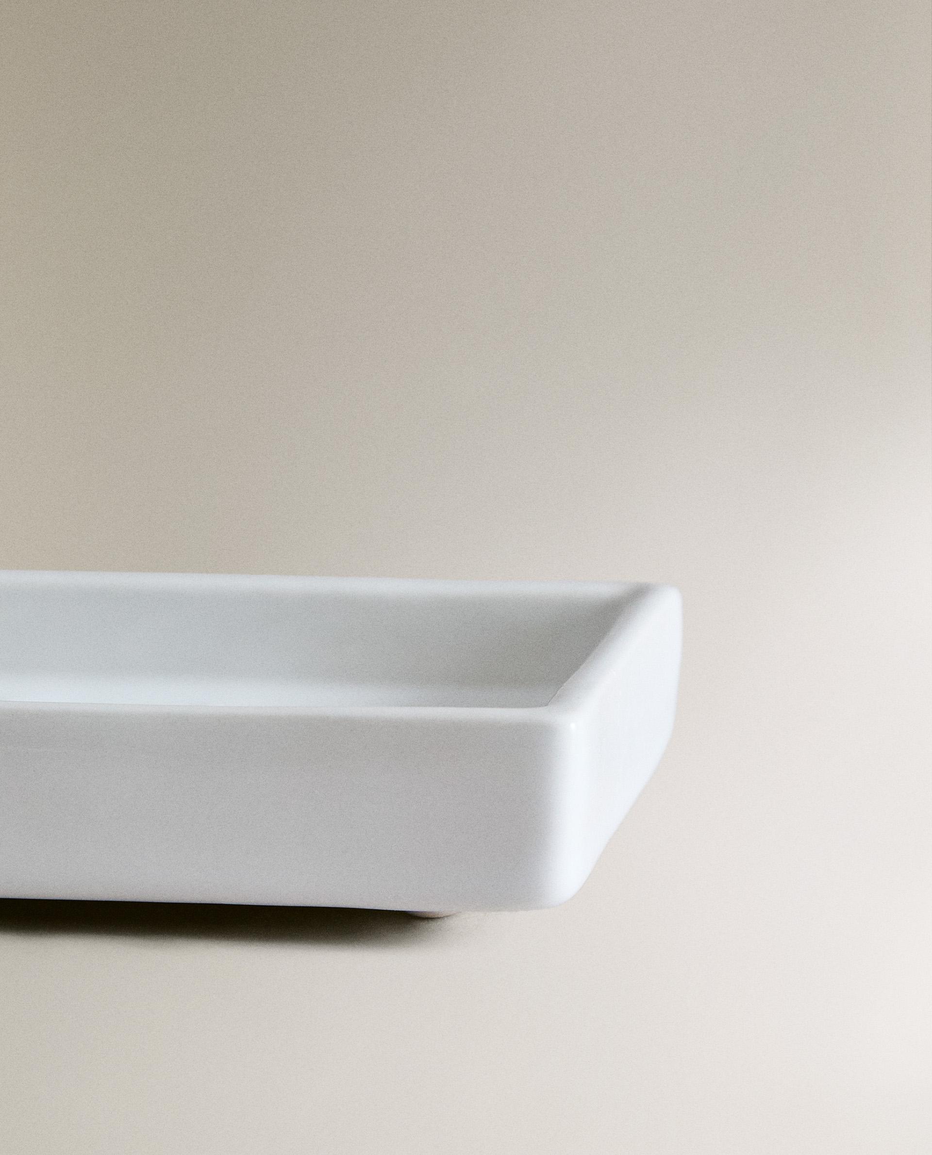 WHITE EARTHENWARE BATHROOM SOAP DISH product thumbnail 5