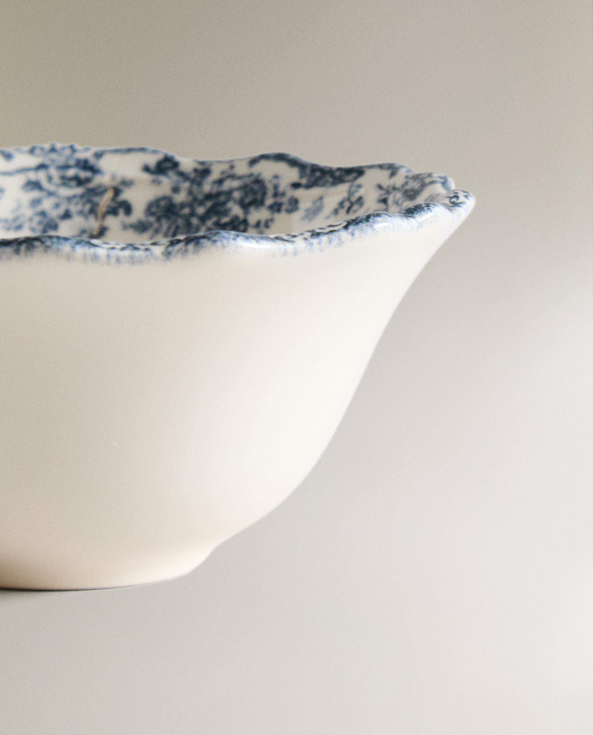 FLORAL EARTHENWARE SNACK BOWL