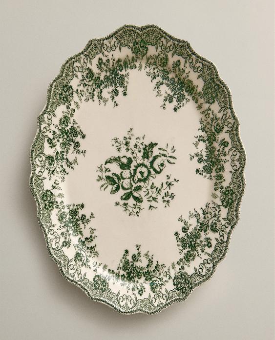 PLAT FAÏENCE IMPRIMÉ FLEURS PLAT FAÏENCE IMPRIMÉ FLEURS