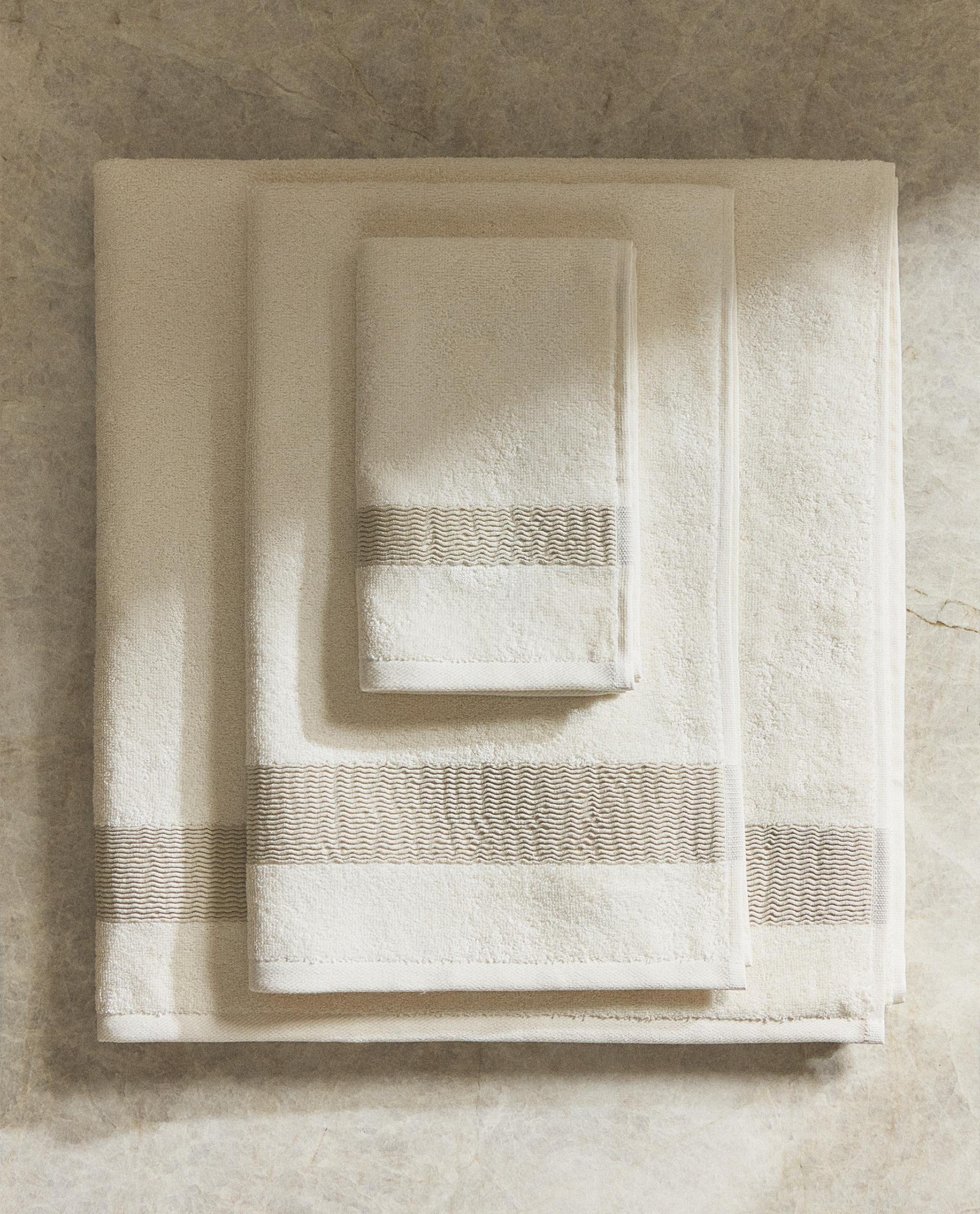 SERVIETTE DE BAIN BORDURE CONTRASTÉE - Blanc | France