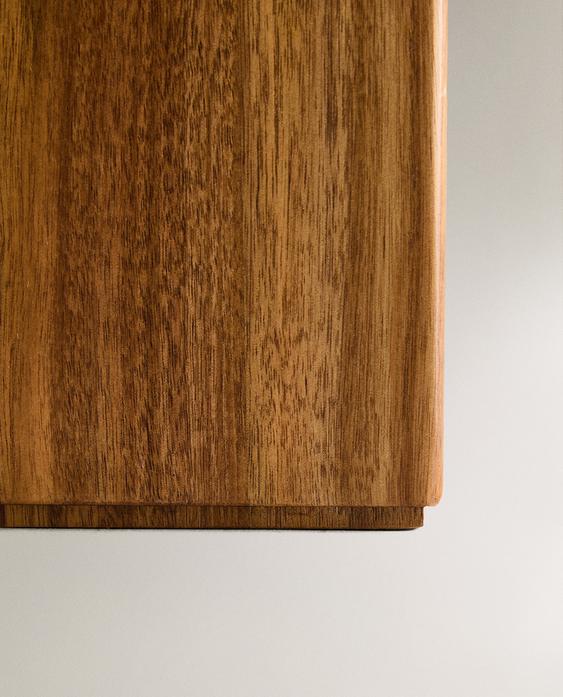 Square Wooden Bathroom Trash Can with Magnetic Lid