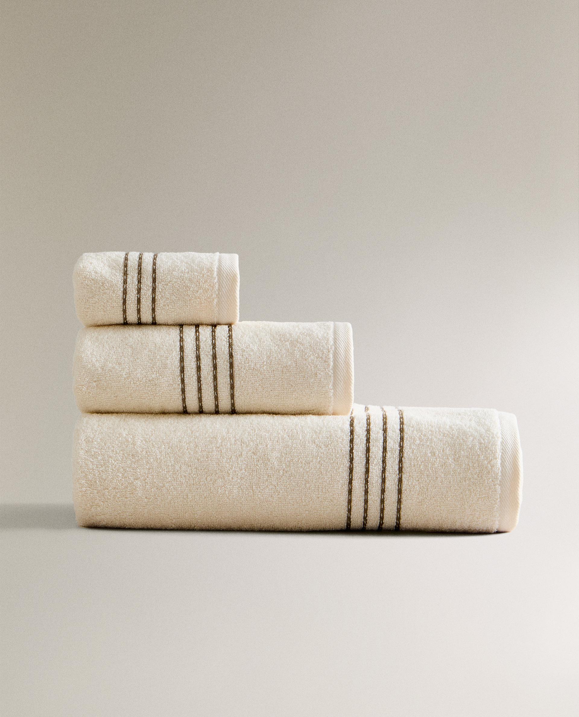 CONTRAST STITCH BATH TOWEL | Zara Home South Korea / 대한민국