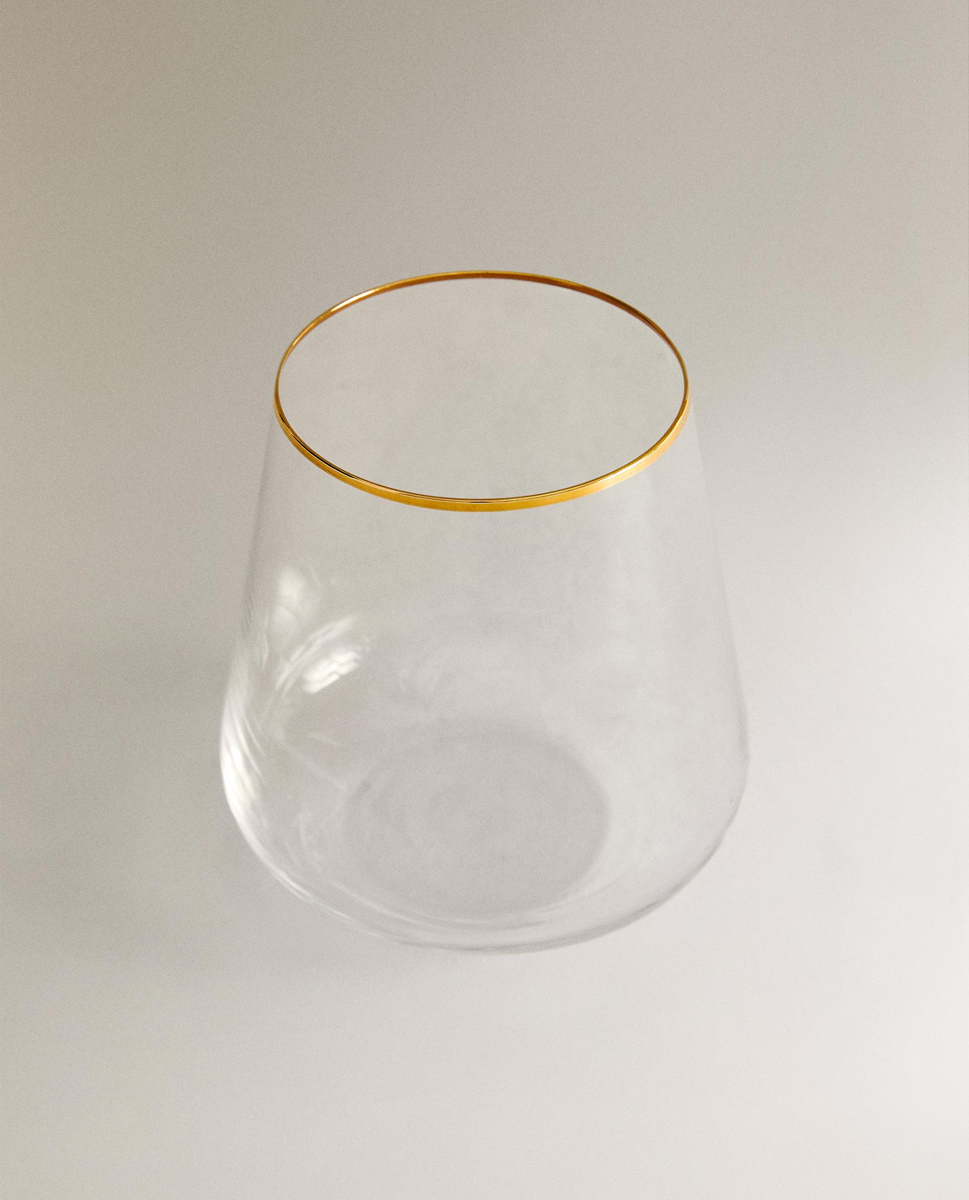 BOHEMIA CRYSTAL TUMBLER WITH GOLD RIM