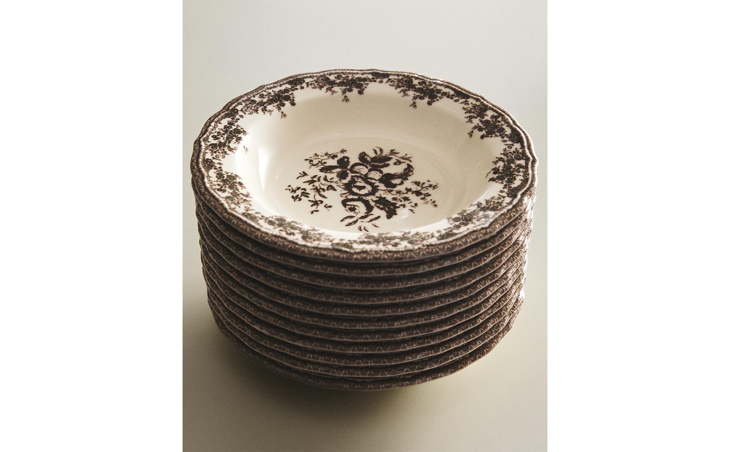 FLORAL EARTHENWARE SOUP PLATE