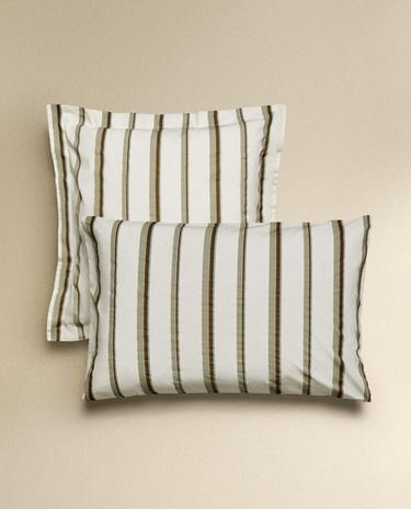 FUNDA ALMOHADA ALGODÓN PERCAL BANDAS (300 HILOS)