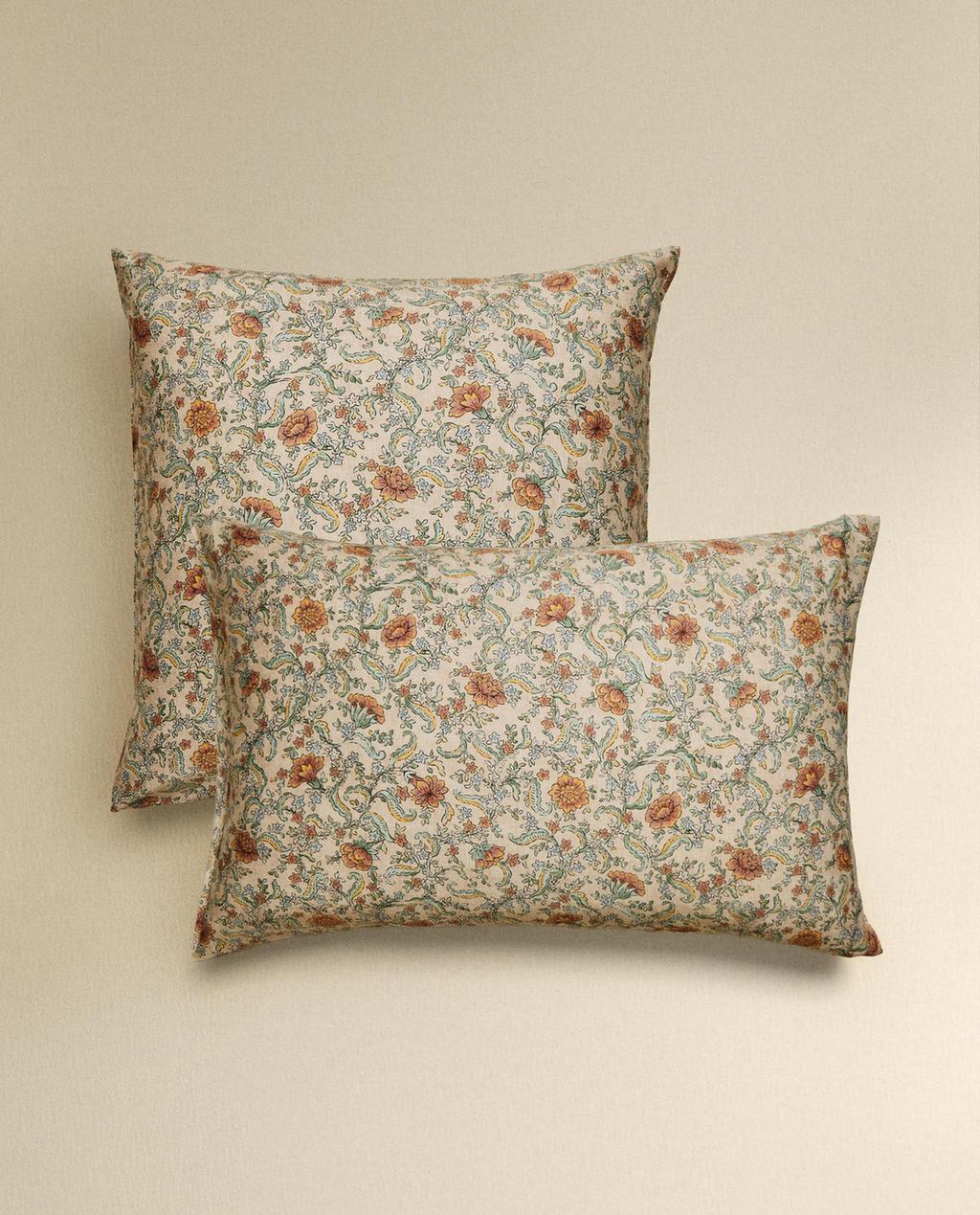 JASTUČNICA OD SATENA SA CVETNIM DEZENOM (300 NITI)