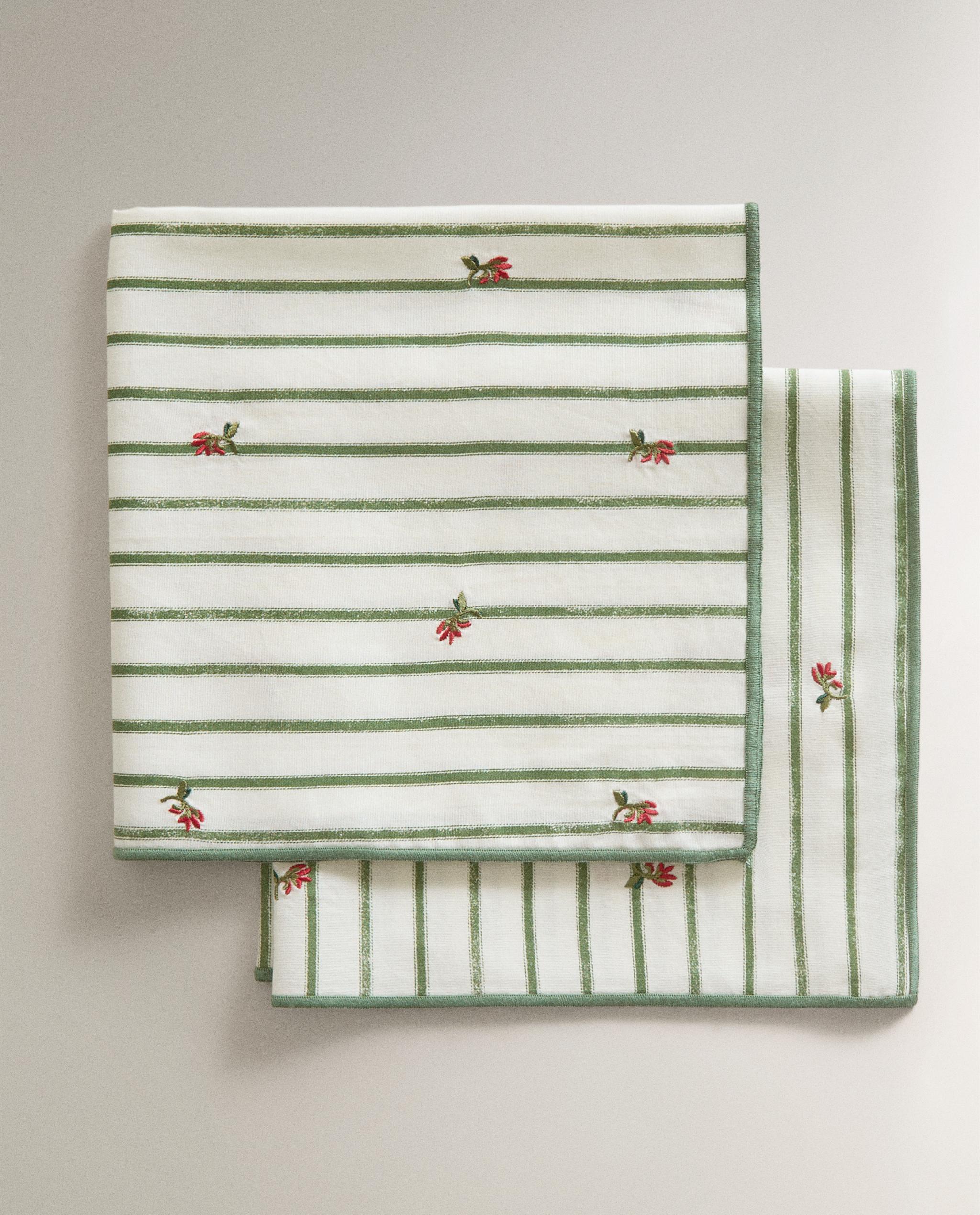 PACK OF STRIPED NAPKINS WITH FLORAL EMBROIDERY (PACK OF 2) product thumbnail 17