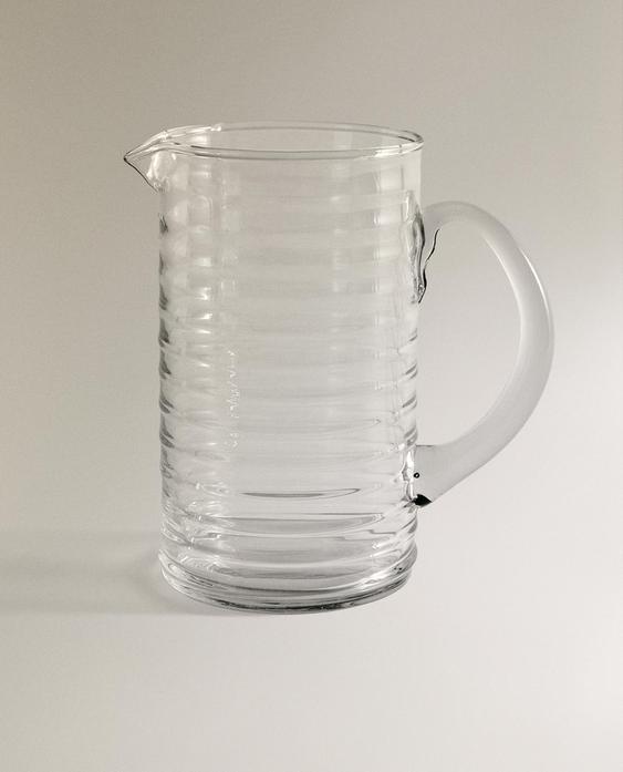 浮雕線條玻璃壺