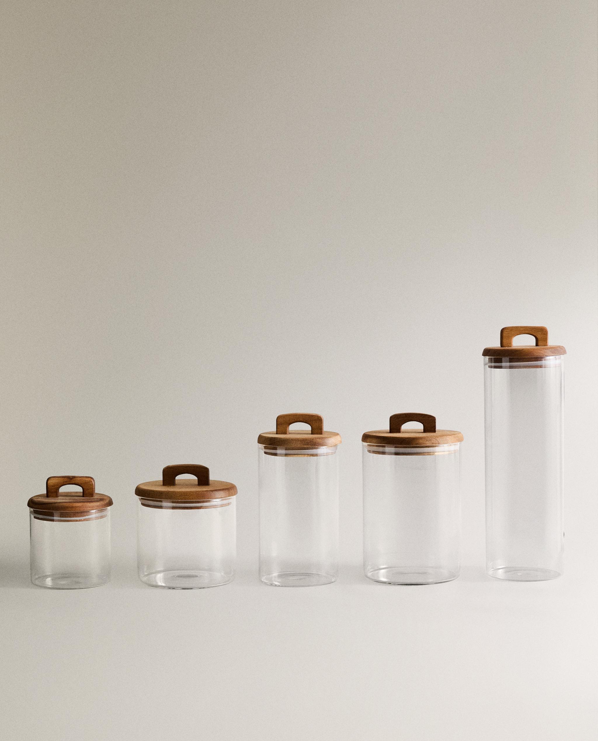 BOROSILICATE GLASS AND WOOD STORAGE JAR product thumbnail 7