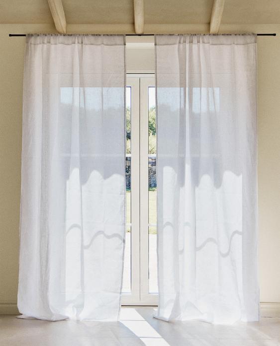 DOUBLE WIDTH LINEN CURTAIN WITH MEDIUM OPACITY