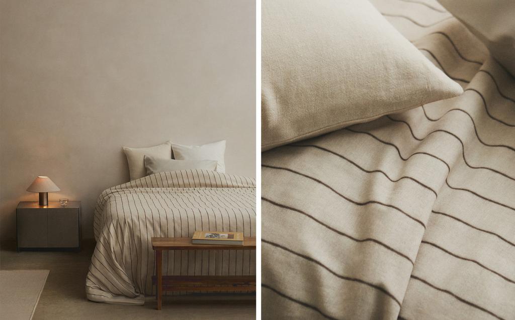 STRIPED COTTON AND LINEN DUVET COVER STRIPED COTTON AND LINEN DUVET COVER