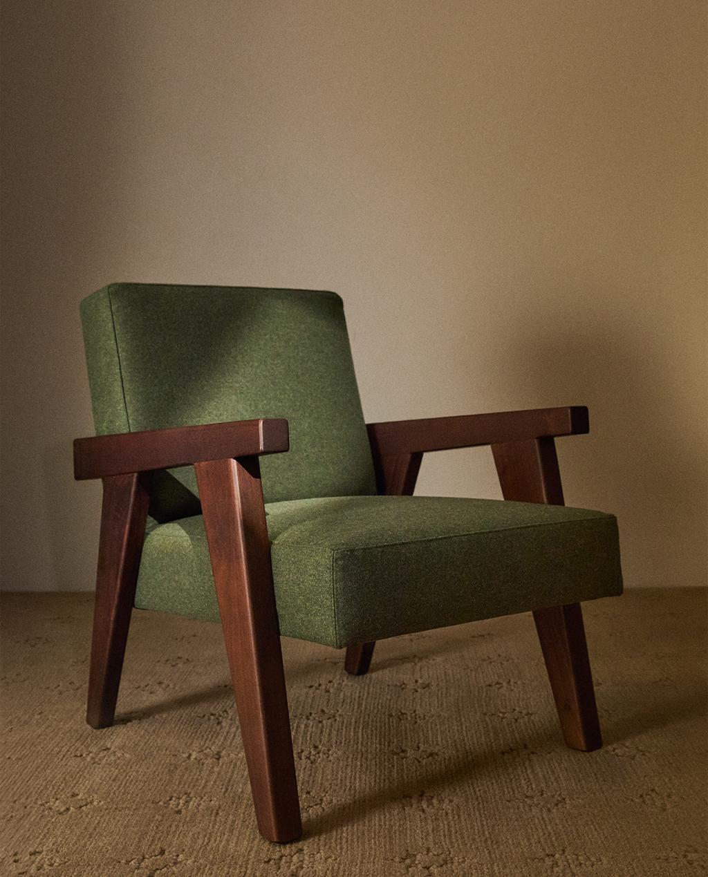 ZARA HOME BY BLASCO UPHOLSTERED WALNUT ARMCHAIR