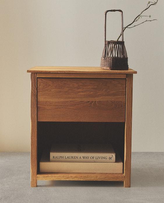 Oak Wood Bedside Table - Stylish & Functional | Zara Home