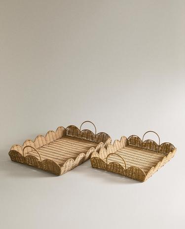 SCALLOPED RATTAN TRAY
