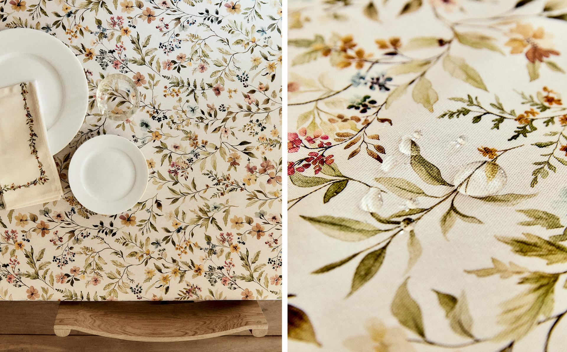 FLORAL PRINT RESIN-COATED TABLECLOTH FLORAL PRINT RESIN-COATED TABLECLOTH