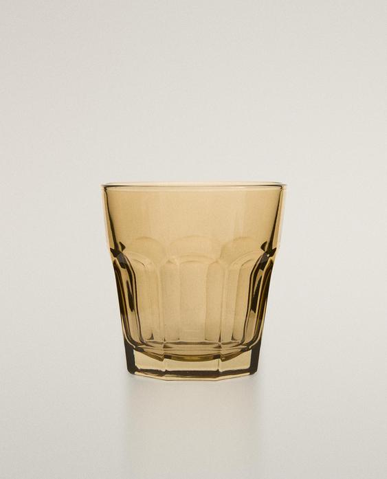 RAISED DESIGN GLASS COFFEE TUMBLER