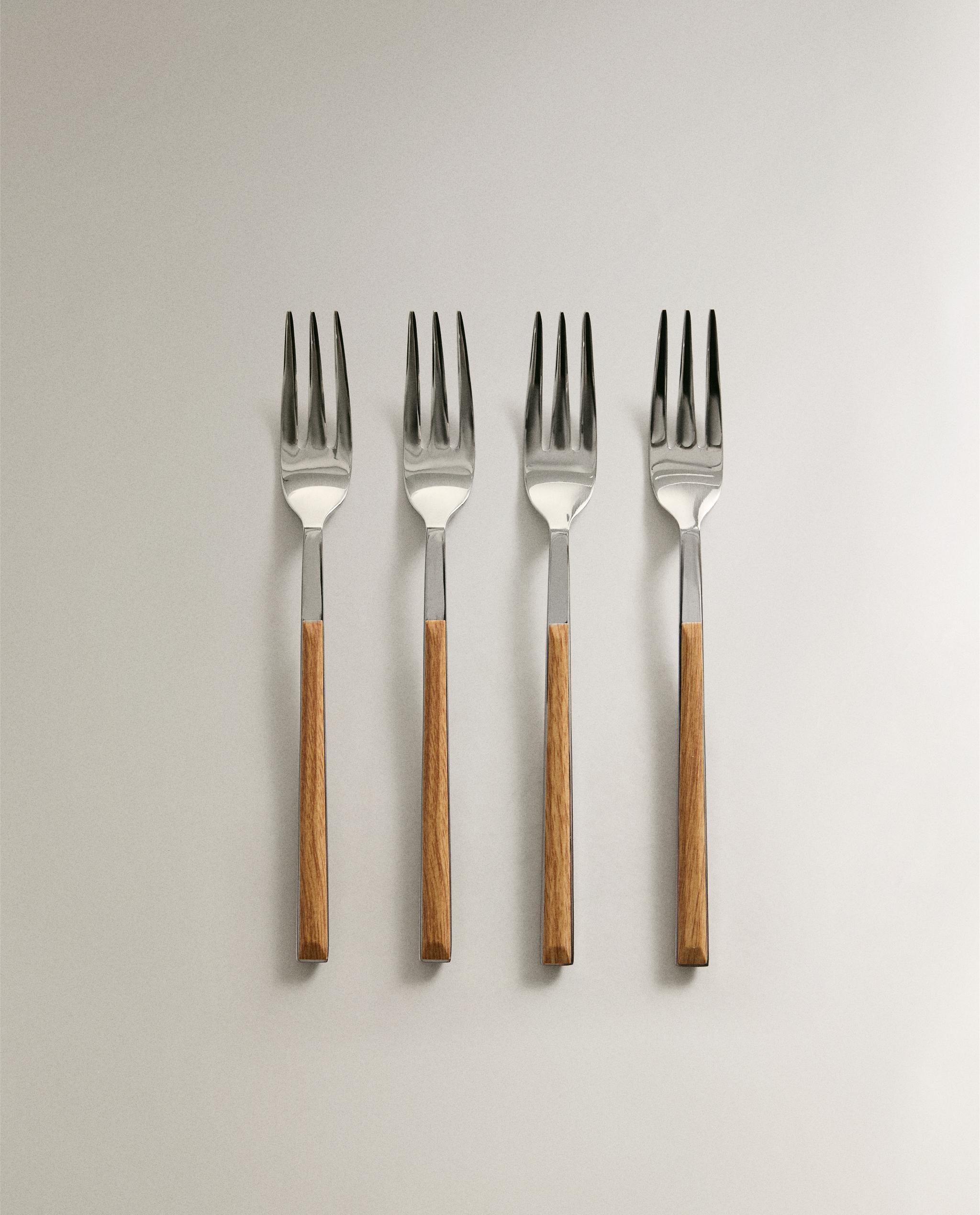 PACK OF DESSERT FORKS WITH WOOD-EFFECT HANDLES (PACK OF 4) product thumbnail 5