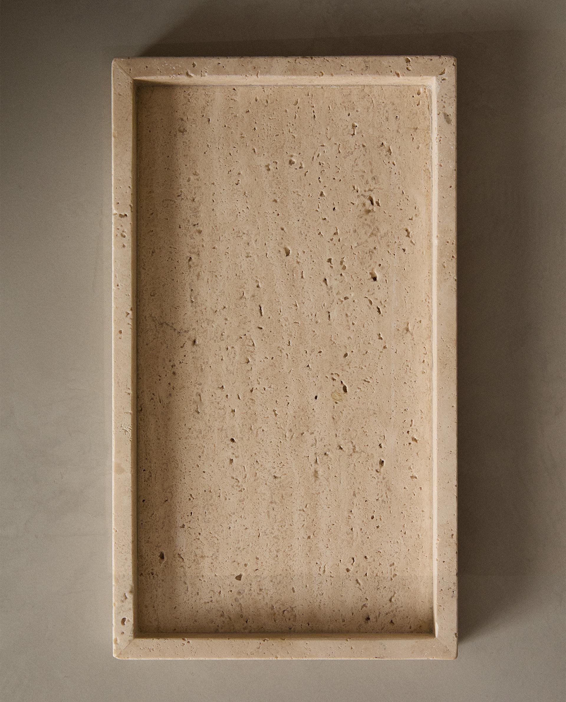 Beige Marble Bathroom Tray - Elegant & Durable