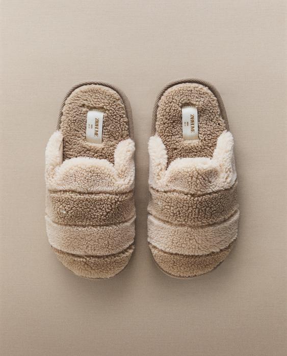 KIDS' FAUX SHEARLING MULE SLIPPERS