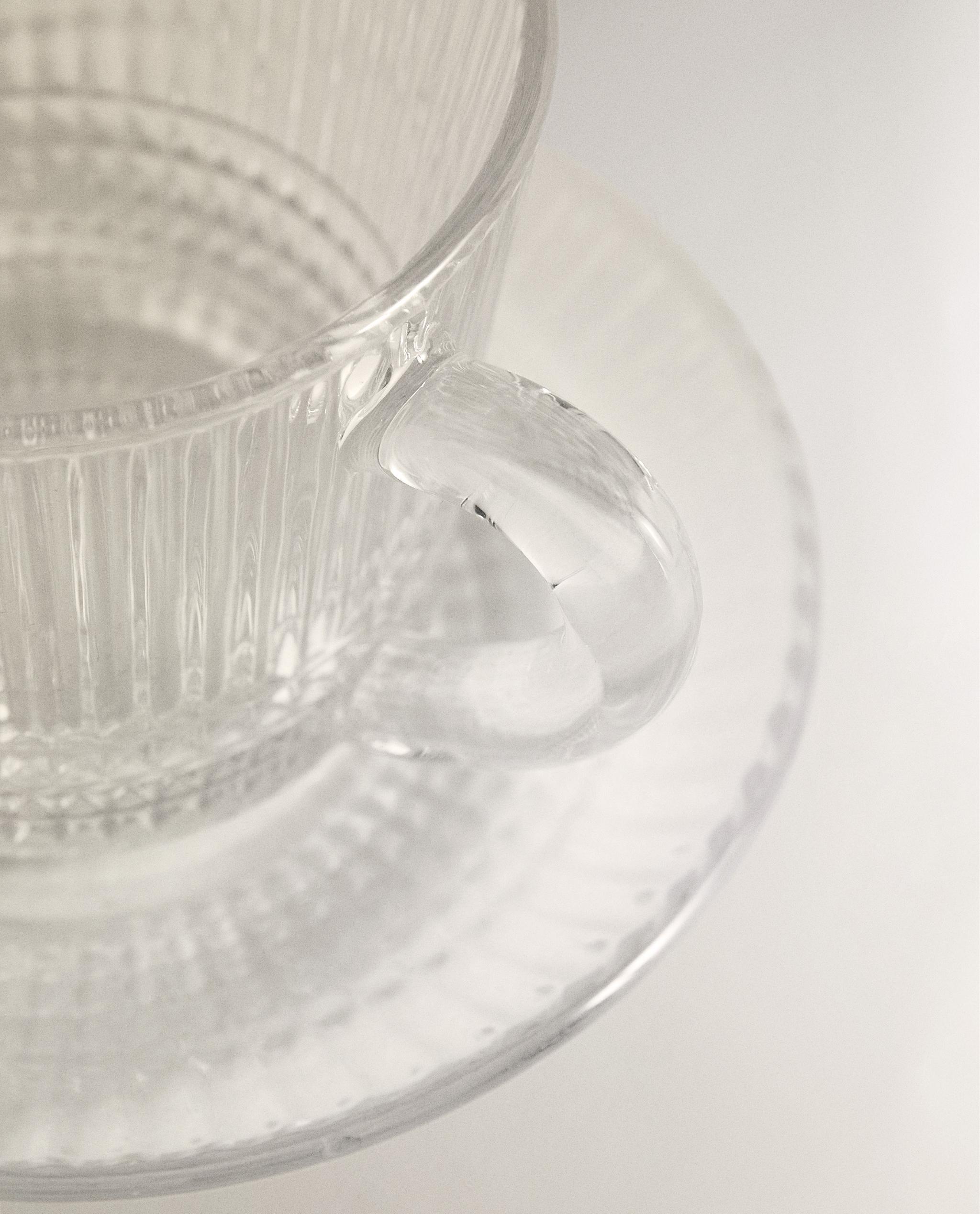 GLASS COFFEE CUP AND SAUCER WITH RAISED GEOMETRIC DESIGN product thumbnail 10