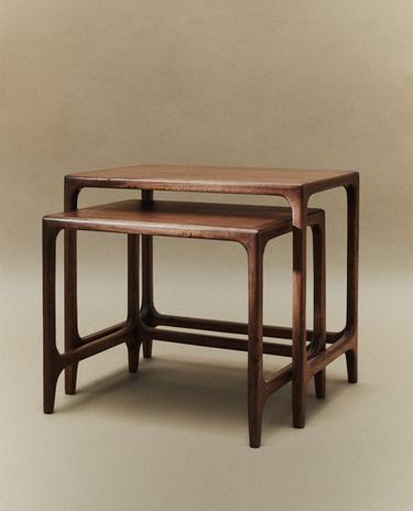 WOODEN NEST OF SIDE TABLES (SET OF 2)