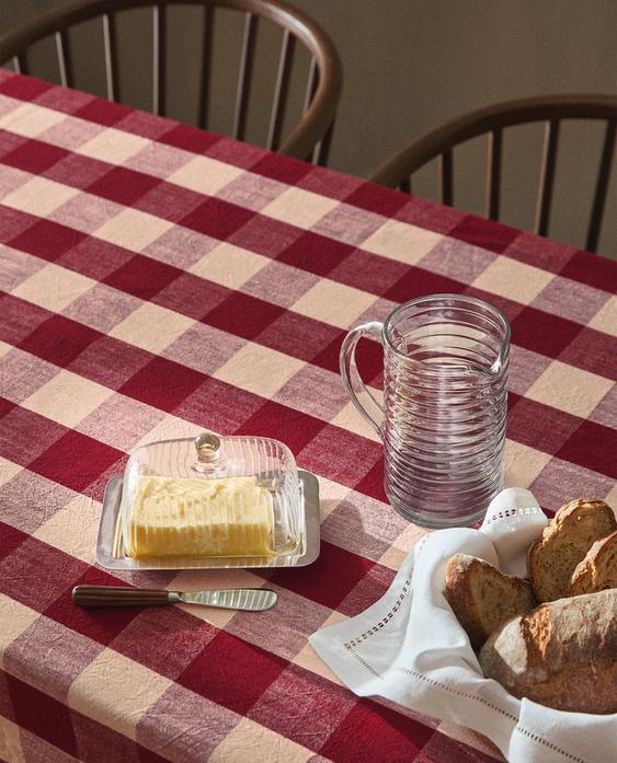 大型格紋棉質桌布