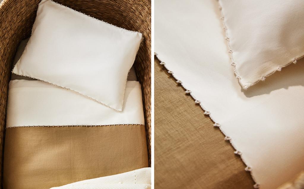 طقم شرشف لسرير الرضع الصغير بشريط حافة طقم شرشف لسرير الرضع الصغير بشريط حافة