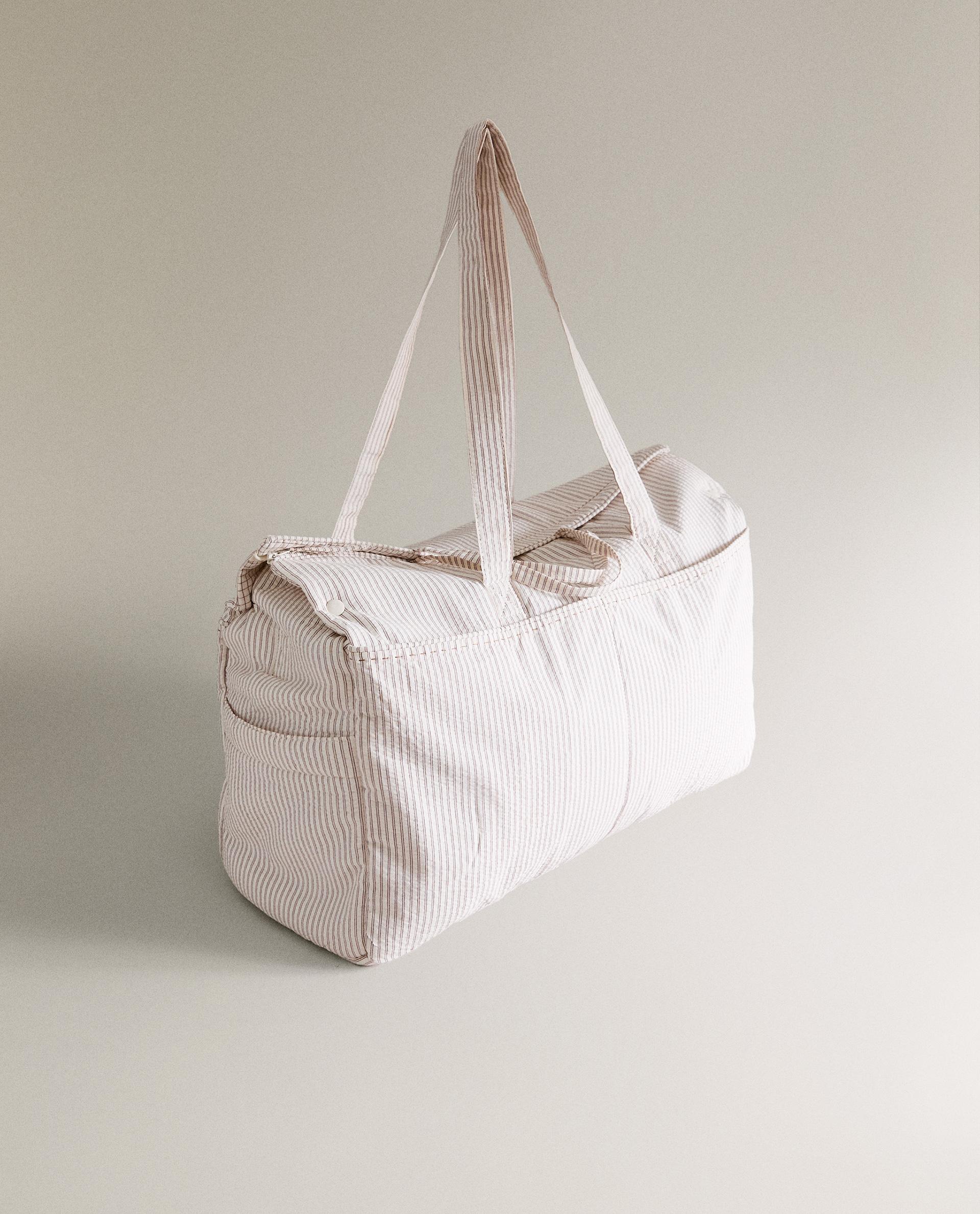 STRIPED COTTON MATERNITY BAG