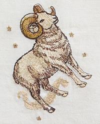 ARIES EMBROIDERED LINEN NAPKIN | MARISA BERENSON product thumbnail 2