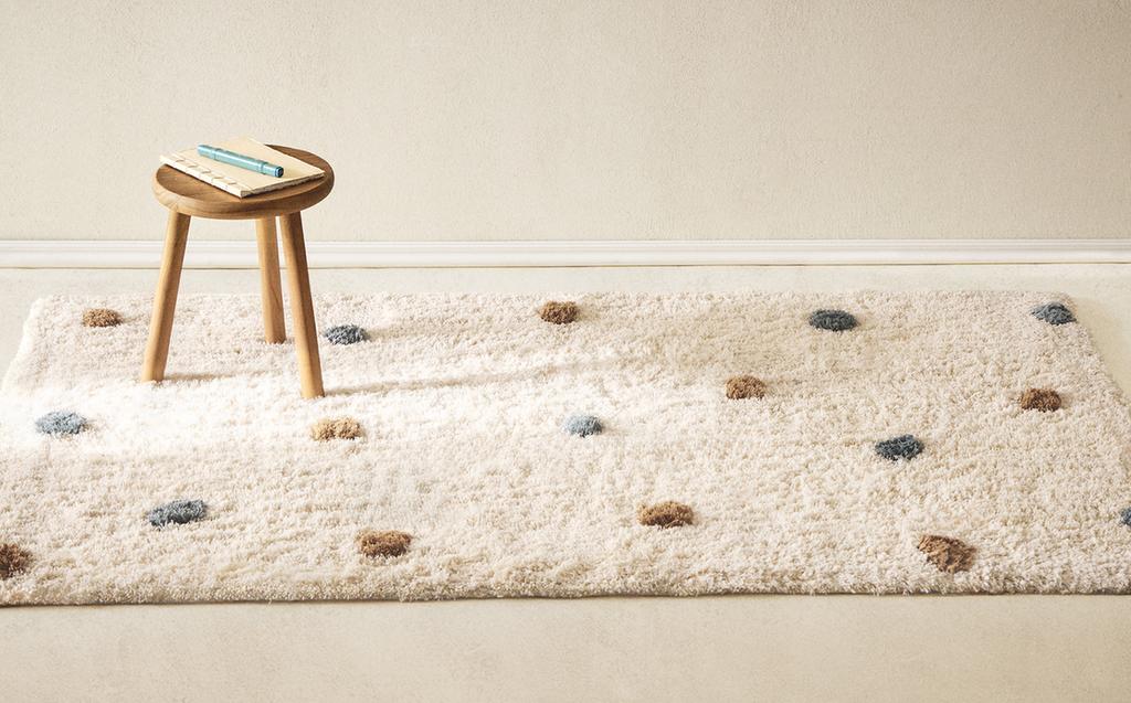 KIDS' RECTANGULAR TEXTURED POLKA DOT RUG