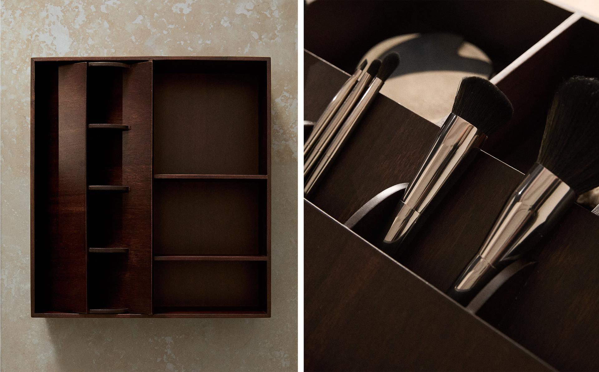 LARGE WOODEN MAKEUP ORGANISER BOX LARGE WOODEN MAKEUP ORGANISER BOX