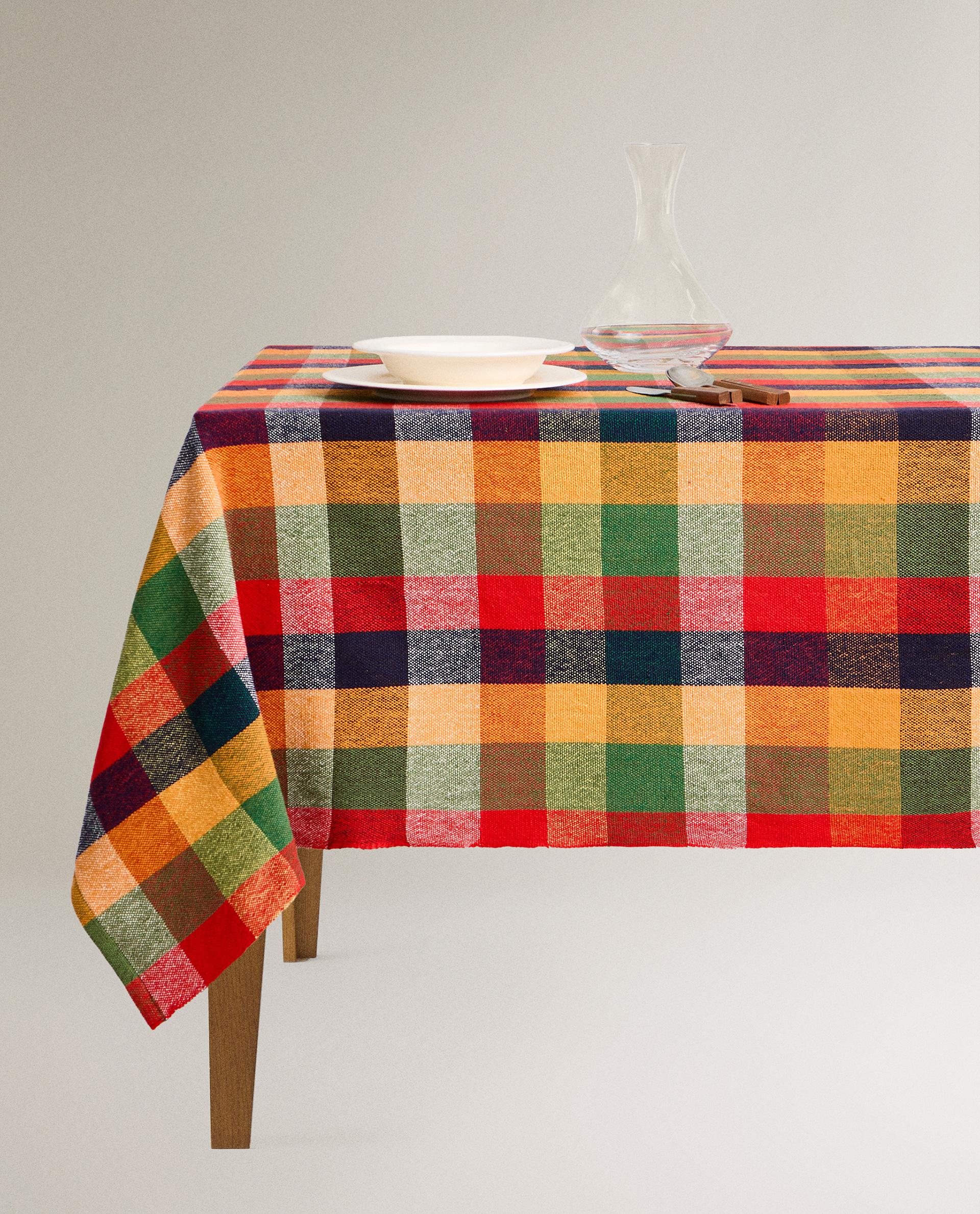 COARSE COTTON CHECK TABLECLOTH