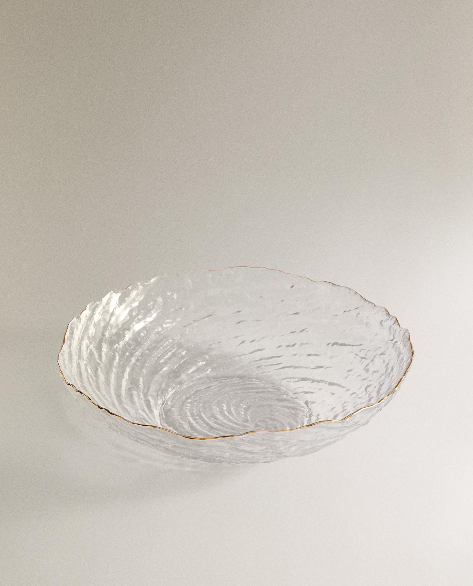 GLASS SALAD BOWL WITH GOLD RIM product thumbnail 2