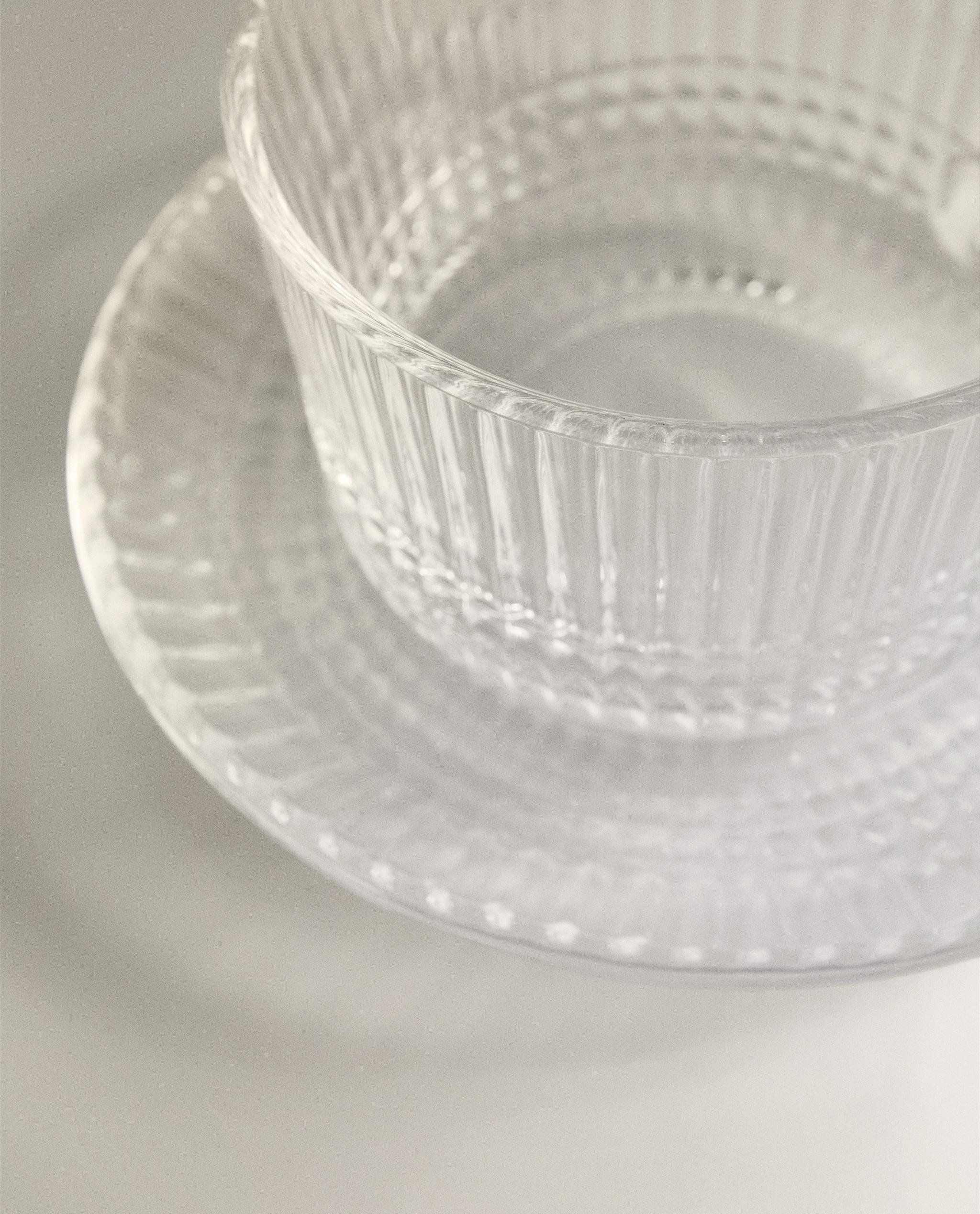 GLASS TEACUP AND SAUCER WITH RAISED GEOMETRIC DESIGN product thumbnail 8