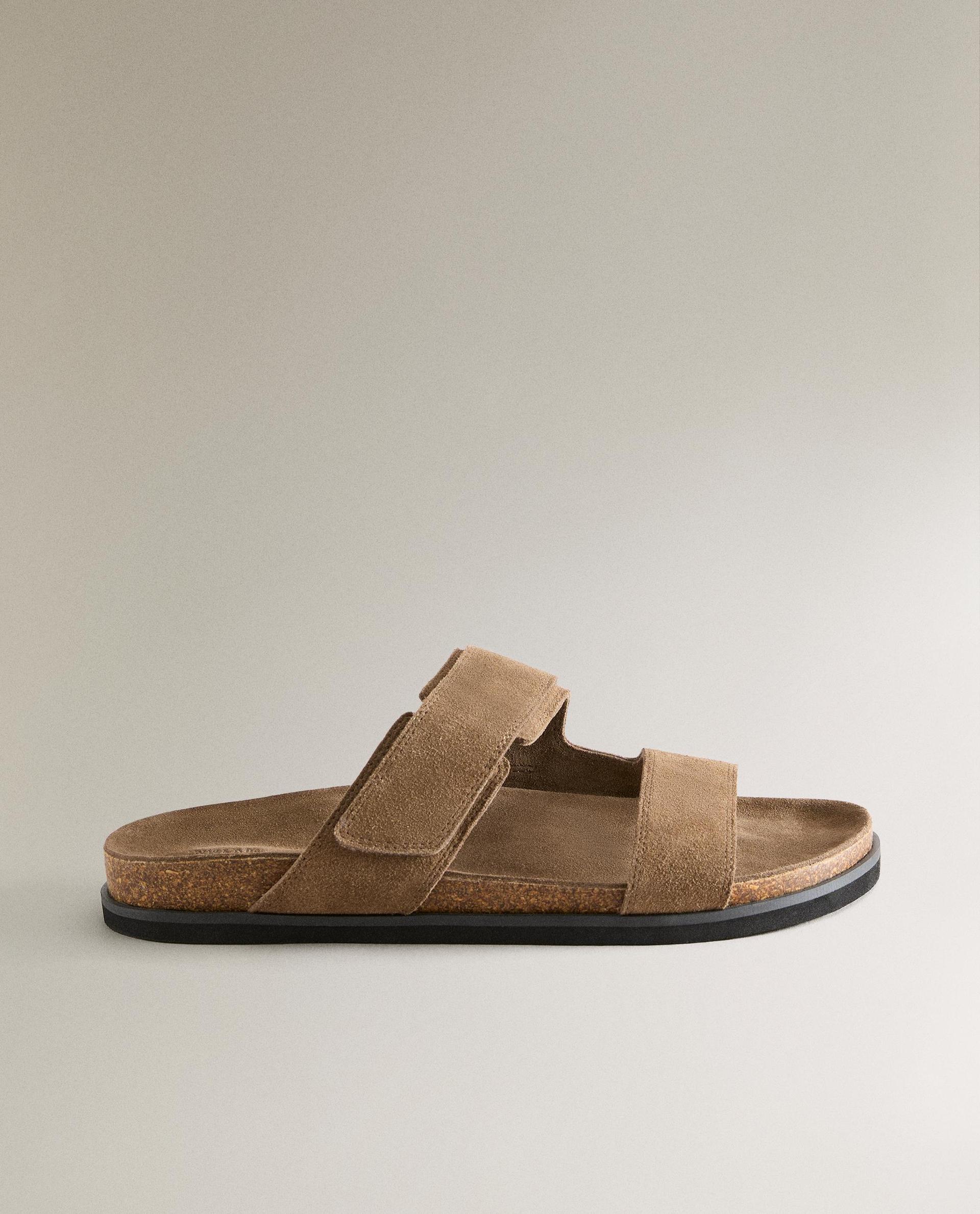 SPLIT LEATHER DOUBLE-STRAP SANDALS SPLIT LEATHER DOUBLE-STRAP SANDALS