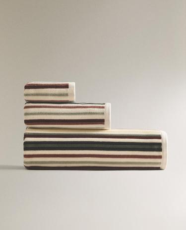 STRIPED VELOUR BATH TOWEL