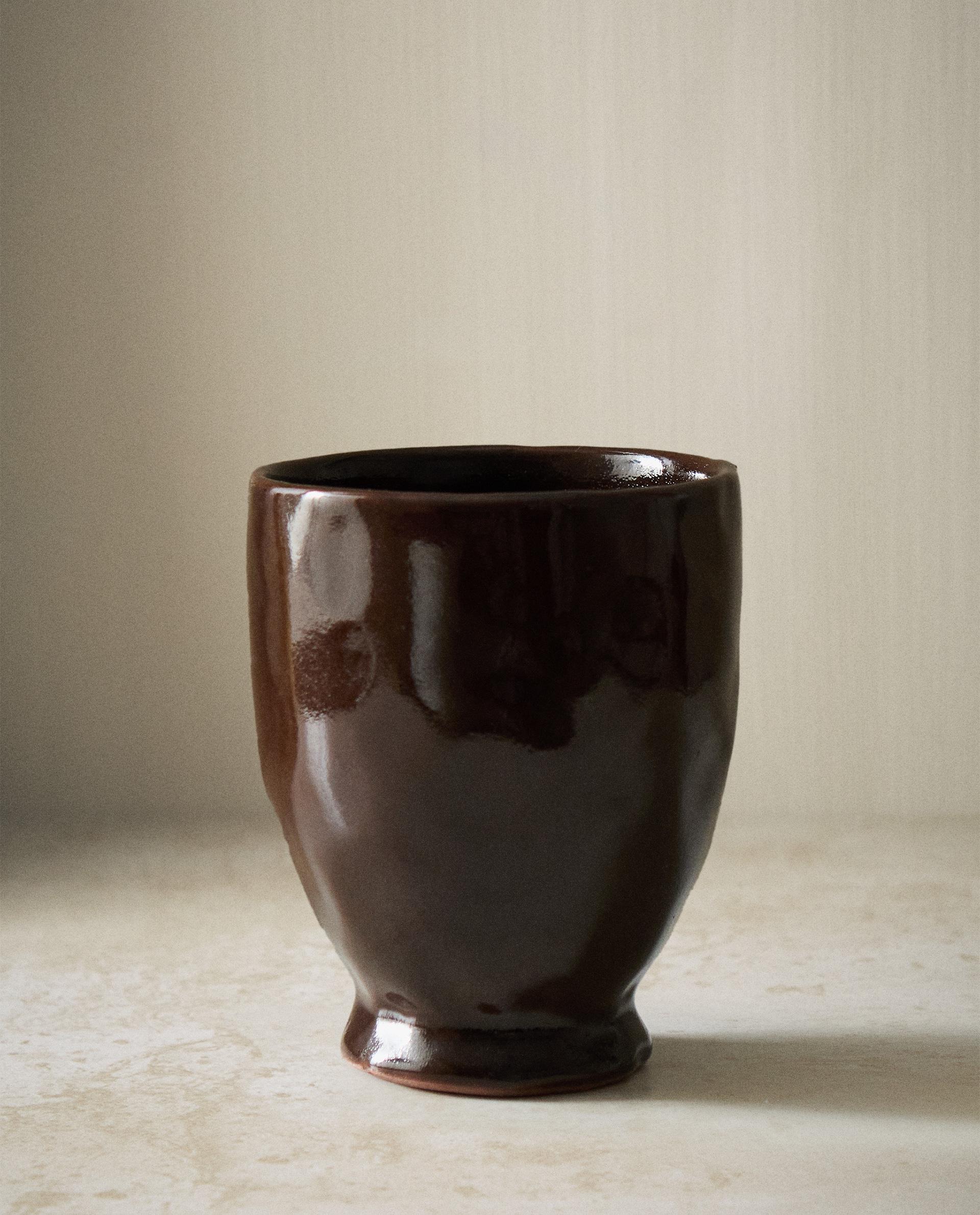 VERRE BROSSE À DENTS CÉRAMIQUE MARRON