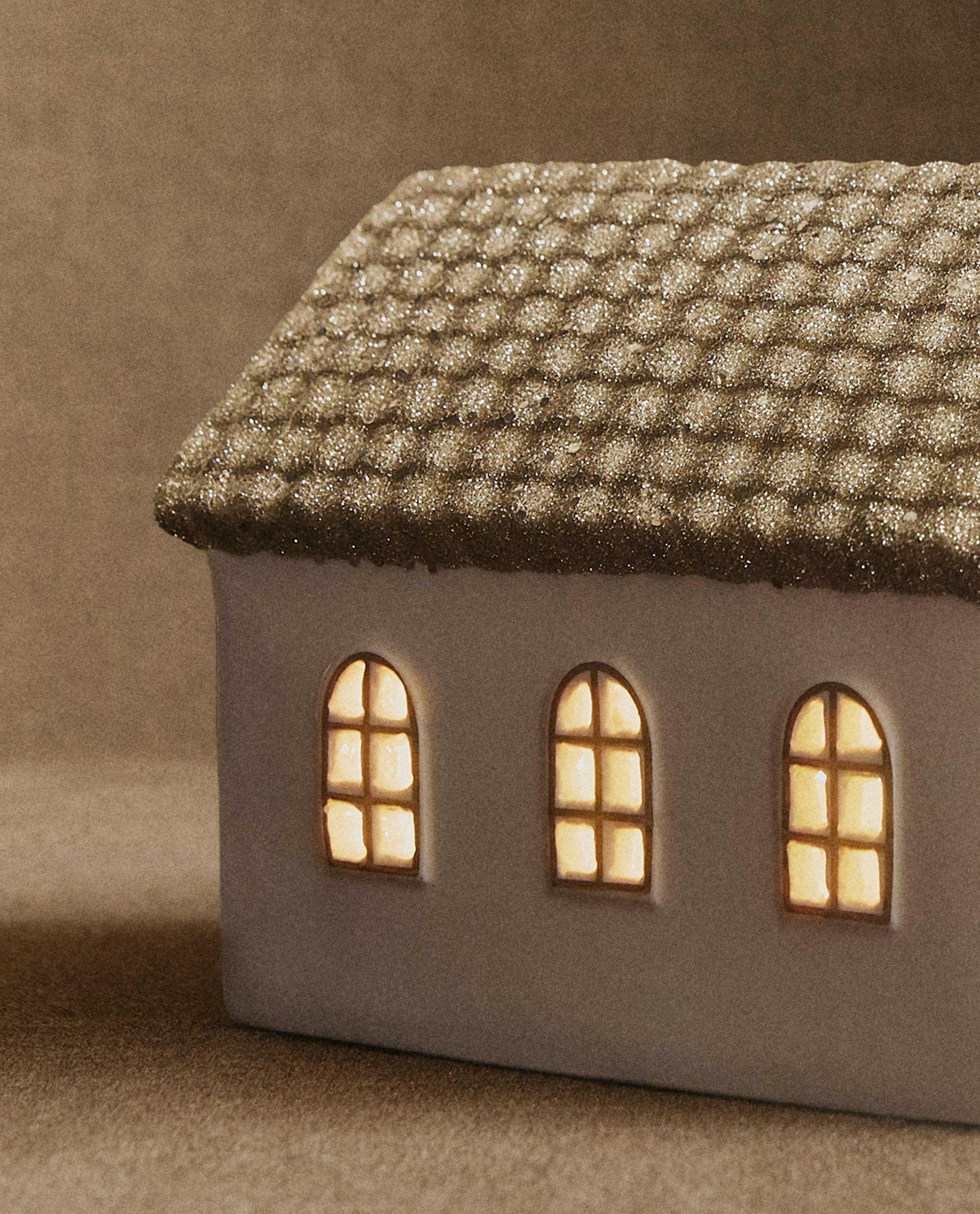 クリスマス グリッター細長ハウス セラミックオーナメント | Zara Home