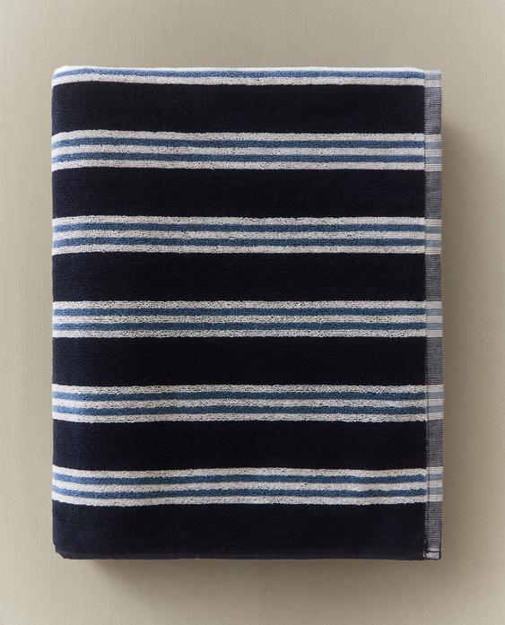 SERVIETTE DE BAIN RAYURES IRRÉGULIÈRES