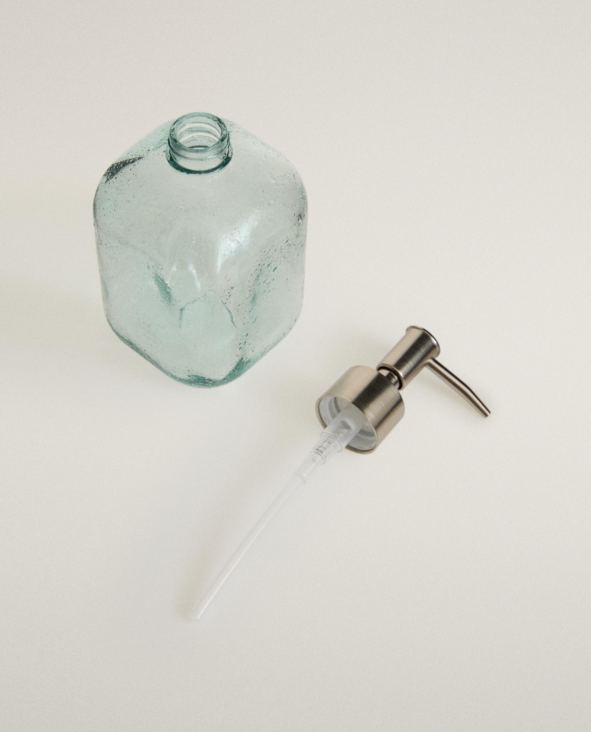 BLUE BUBBLED GLASS SOAP DISPENSER
