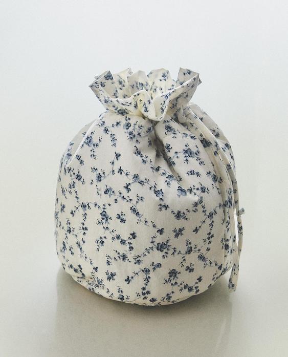 BLÅ, BLOMSTRET BABY-POSETASKE