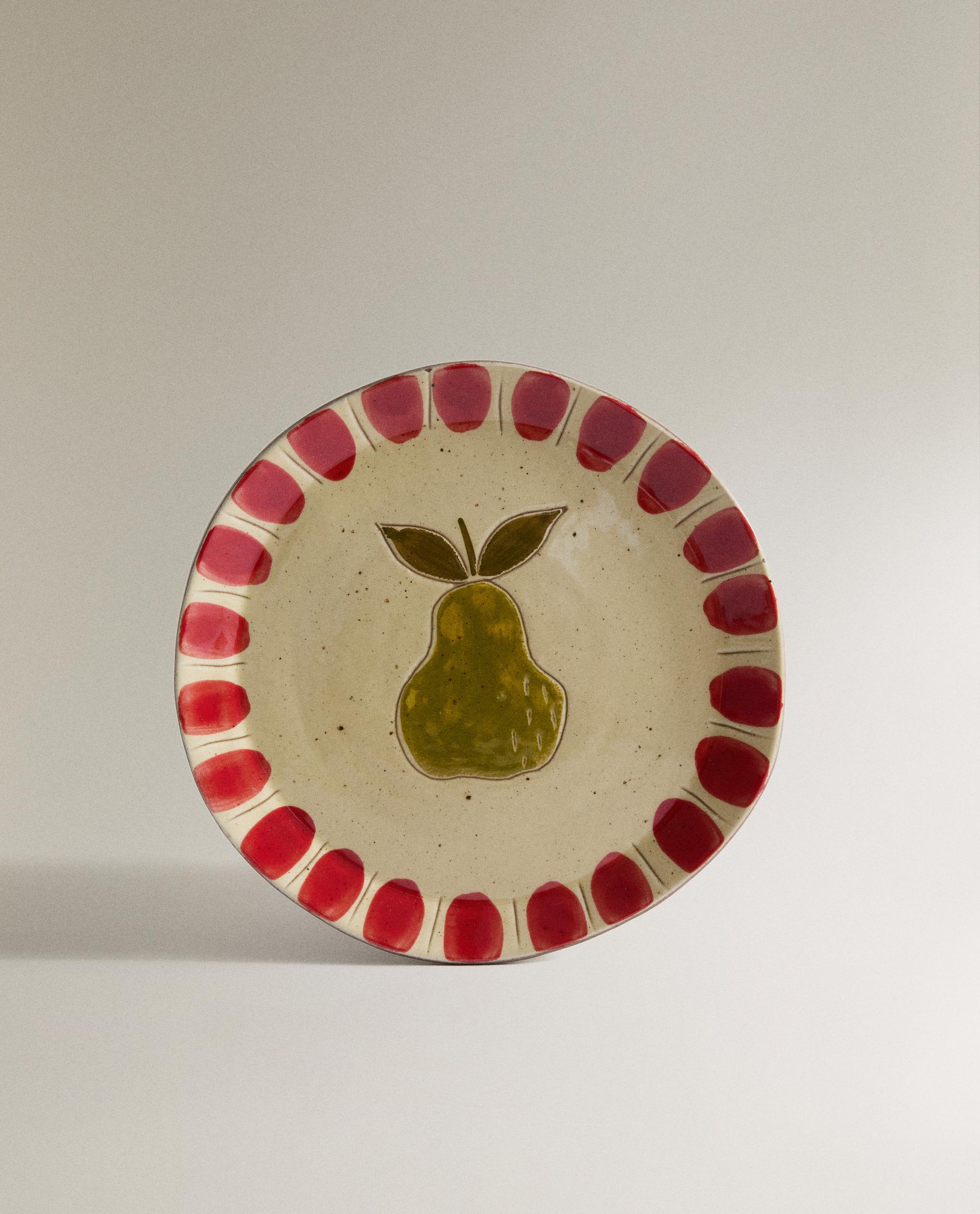 EARTHENWARE DESSERT PLATE WITH FRUIT DESIGN product thumbnail 11