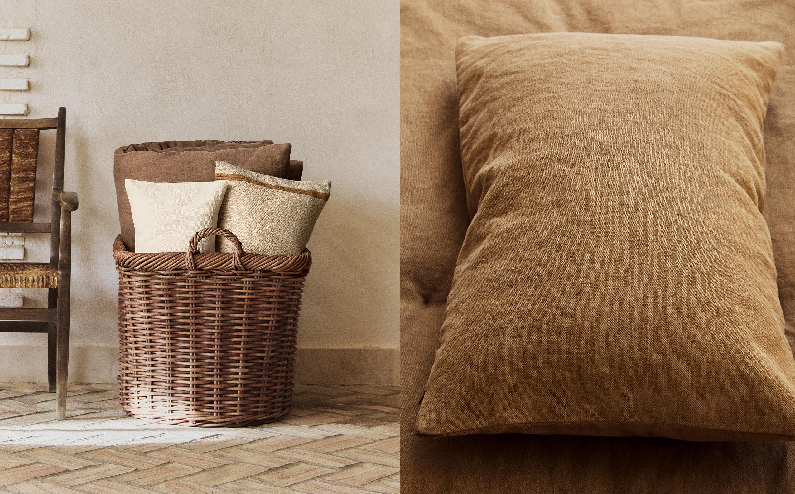 CUSHIONS AND BASKET