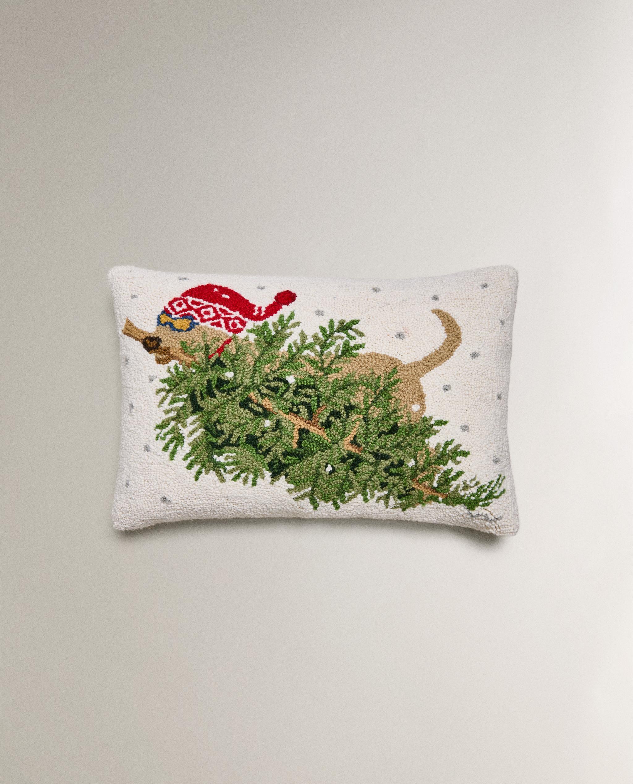 ウール製クッションカバー クリスマスツリーと犬 | Zara Home 日本/Japan